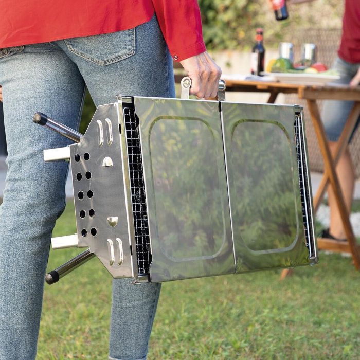 Barbacoa Plegable de Acero Inoxidable para Carbón ExelQ InnovaGoods 15