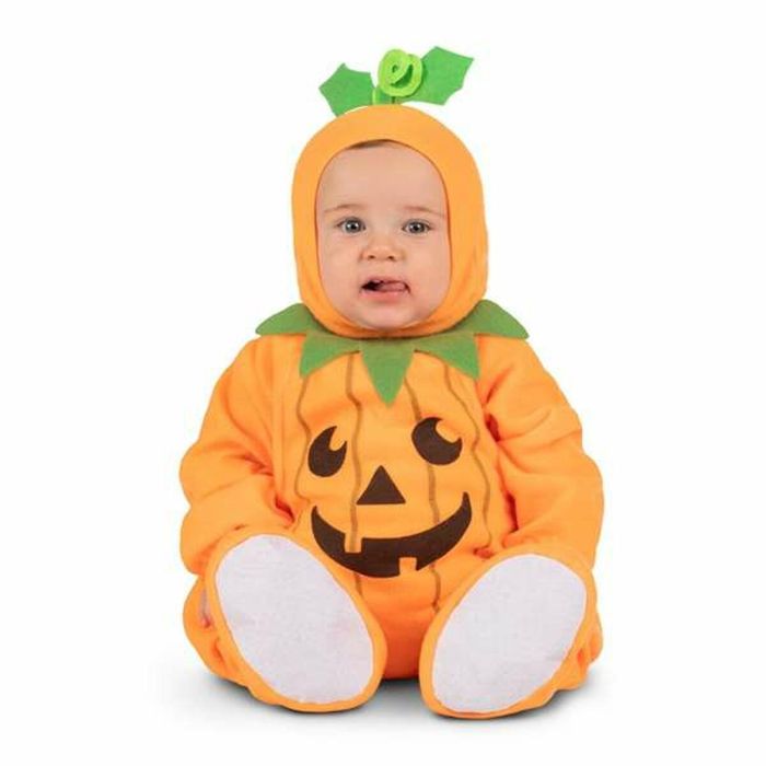 Disfraz pequeña calabaza gorro, mono con barriguita rellena y patucos talla 12-24 m 3