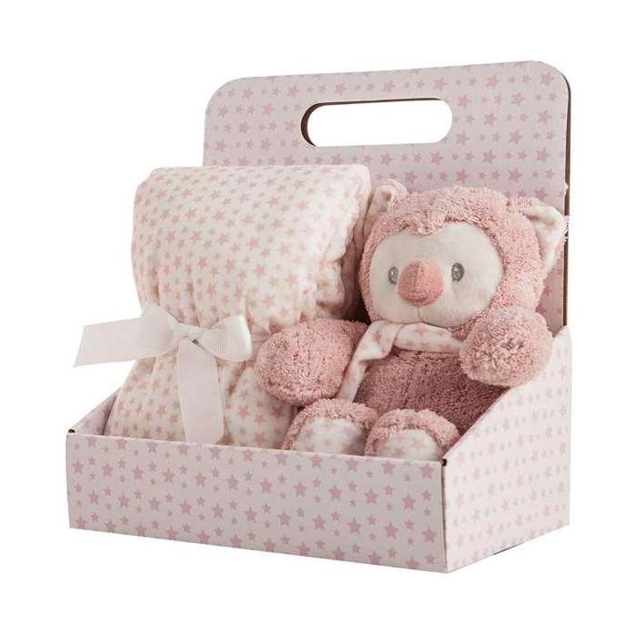 Manta doble cara 75 x75 + peluche buho 25 cm caja Manta doble cara 75 x75 + peluche buho 25 cm caja