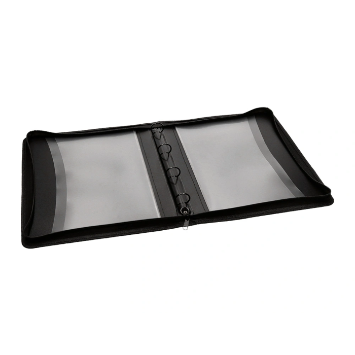 Liderpapel Carpeta 4 Anillas 25mm Polipropileno Cierre Cremallera DIN A4 Negro 5