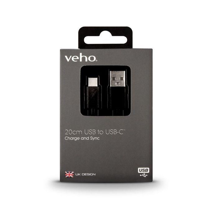 Veho Cable USB-A a USB-C Pebble 0.2m Negro - Carga y Sincronización Rápida con Acabado Tacton Duradero 3
