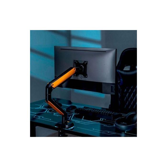 AISENS - SOPORTE DE MESA RGB GAMING CONTRAPESO GIRATORIO E INCLINABLE PARA MONITOR/TV 9KG (3 PIVOTES, 1 BRAZO) DE 17-32, NEGRO-NARANJA