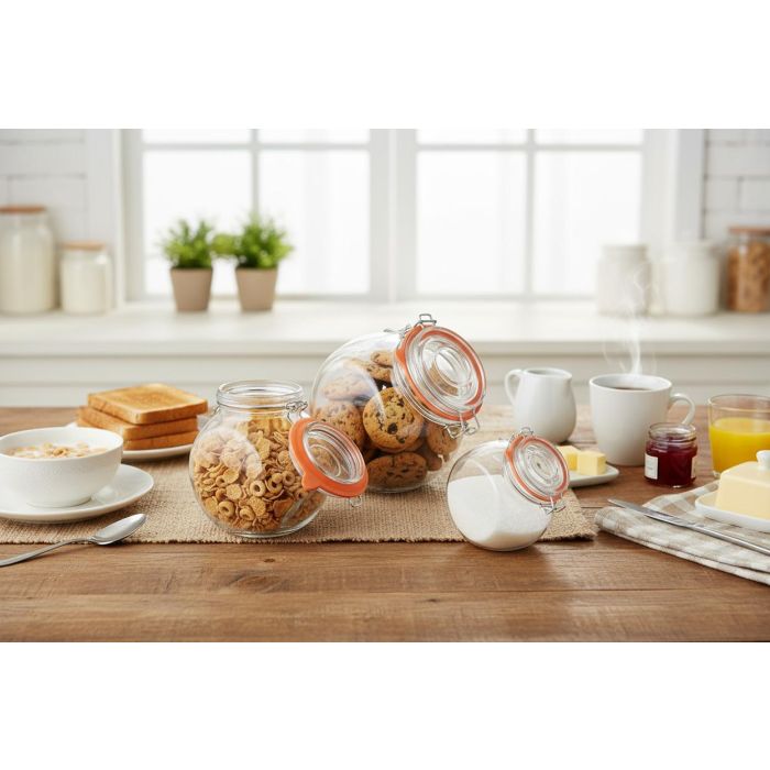 La Mediterranea Tarro Vidrio Clip 1000 ml con dimensiones 9.8 cm x 15 cm x 13.3 cm 4