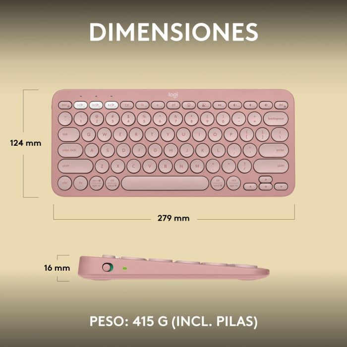 Teclado Inalámbrico Logitech K380s Rosa Qwerty Español 4