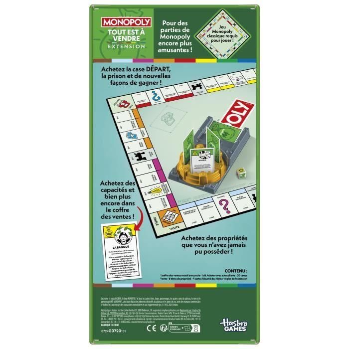 Expansión Monopoly Todo está en venta, hace que el clásico juego Monopoly sea más divertido y rápido, Juegos de mesa, 2-6 jugadores, 40 4