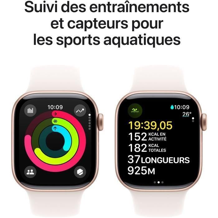 Apple Watch Series 10 GPS - 42 mm - Caja de aluminio en oro rosa - Correa deportiva color rubor claro - S/M 3