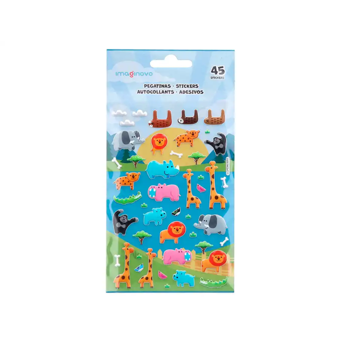 Imaginovo Pegatinas Cute Animales Safari con Relieve 190x105 mm 1