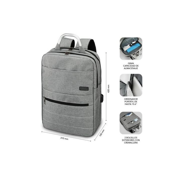 Mochila para Portátil y Tablet con Salida USB Subblim SUB-BP-3EAP001 Gris 3