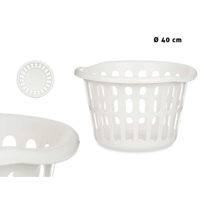 Cesto Redondo Kipit 40 cm Blanco - Polipropileno, 27L (18 Unidades) Cesto Redondo Kipit 40 cm Blanco - Polipropileno, 27L (18 Unidades)