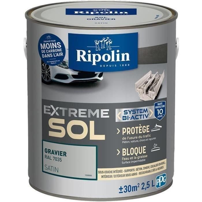 Pintura para pisos interiores y exteriores RIPOLIN - Gravel Ral 7035 Satin, 2,5L