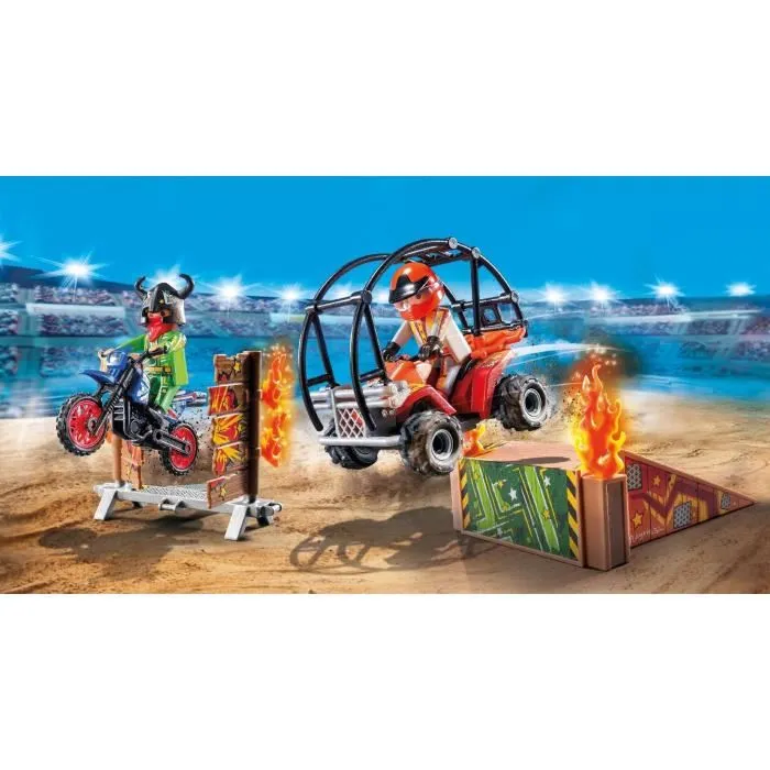 Playmobil 71808 Stunt Show Promo Packs Set de Acrobacias con Moto, Quad y Pilotos +4 años 1