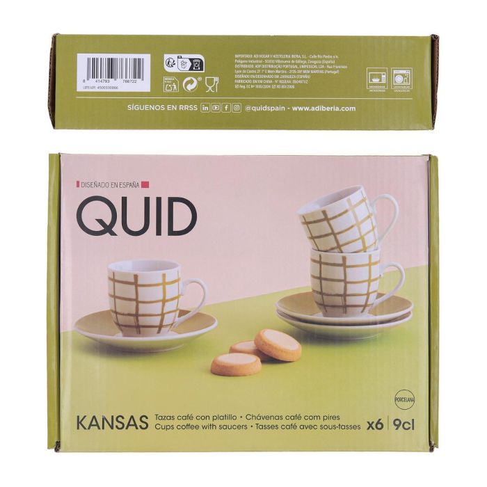 Set 6 Tazas con Plato Porcelana Kansas Quid 9 cL 4 Set 6 Tazas con Plato Porcelana Kansas Quid 9 cL 4