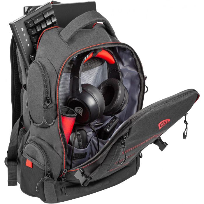 GENESIS Pallad 550 Mochila Gaming para Portátiles 17.3 pulgadas, Negro Rojo, Resistente al Agua y Golpes, con Múltiples Compartimentos 12 GENESIS Pallad 550 Mochila Gaming para Portátiles 17.3 pulgadas, Negro Rojo, Resistente al Agua y Golpes, con Múltiples Compartimentos 12
