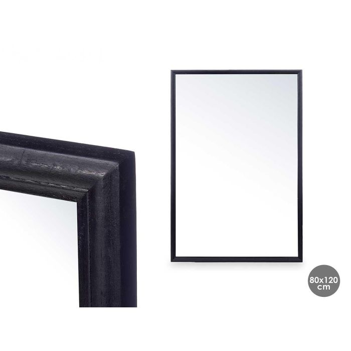 Espejo Pared Marco Madera 80 X 120 Cm Negro Giftdecor Espejo Pared Marco Madera 80 X 120 Cm Negro Giftdecor
