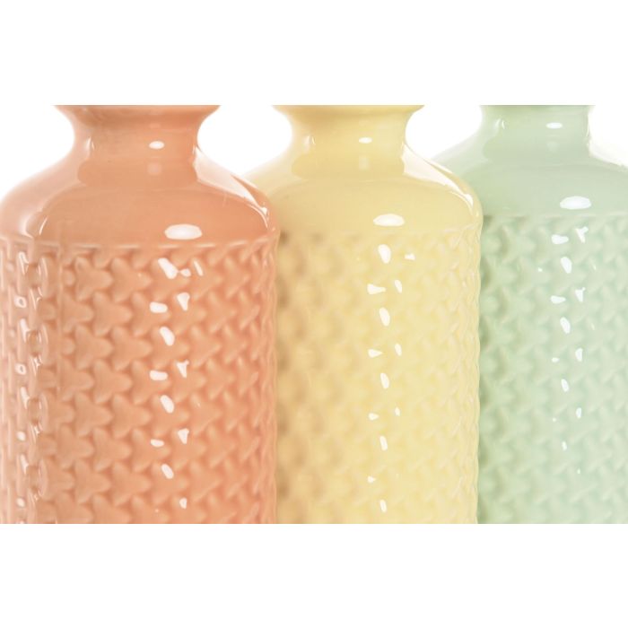 Jarron Basicos DKD Home Decor Beige Verde 9 x 19 x 9 cm (3 Unidades) 1