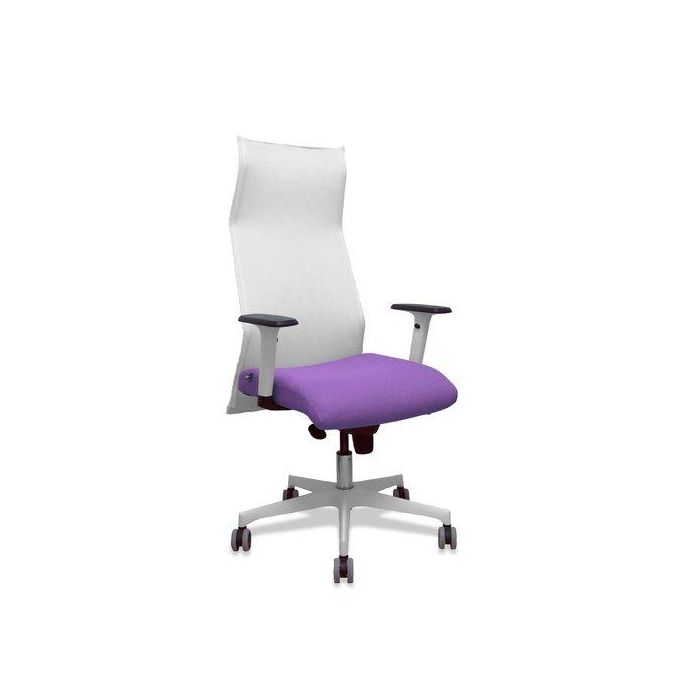 Sillon Piqueras Y Crespo Sahuco Direccion Uso Intensivo (8H) Brazos Blancos Regulables Mecanismo Sincro Respaldo Malla Blanca Transpirable Y Asiento Tapizado Bali Lila