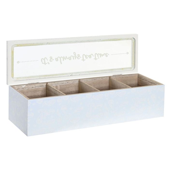 Caja para Infusiones DKD Home Decor 30 x 9 x 8 cm Cristal Azul Rosa 3 Piezas Madera MDF 1