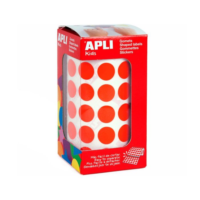 Apli Gomets Redondos 15 mm Rollo Rojo -Rollo 2832 Unidades- 1