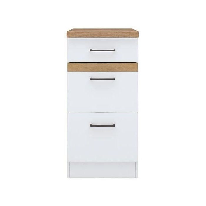 Muebles bajos de Junona Kitchen 40 cm - 3 cajones + encimera de trabajo - White brillante 2 Muebles bajos de Junona Kitchen 40 cm - 3 cajones + encimera de trabajo - White brillante 2
