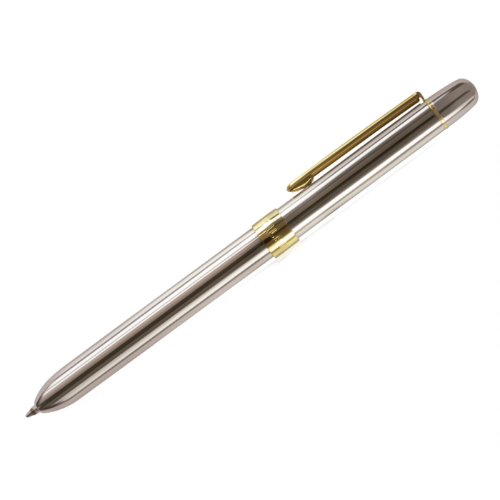 Milan Bolígrafo Multifunción Cromado Adornos Dorados Azul/Rojo/Portaminas 0.7mm/0.5mm Caja Metal 1