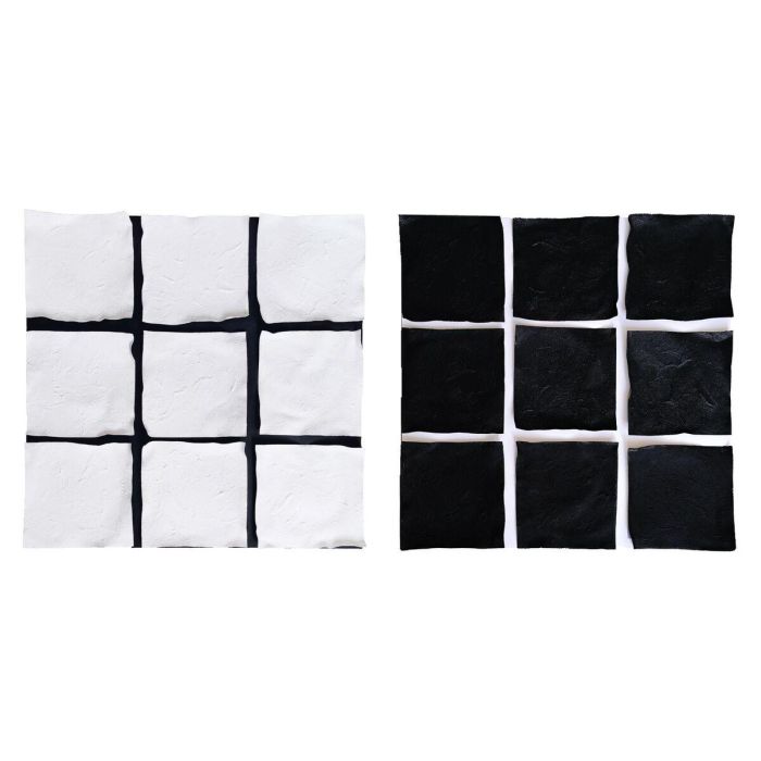 DKD Home Decor Cuadro Moderno Lienzo Papel Blanco Negro 80x80x4 cm (2 Unidades)