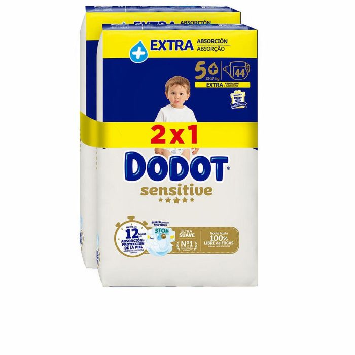 Dodot Sensitive Extra Pañales Talla 5 (12-17 kg) - 88 Unidades, Ultra Suaves y con Capa DermaComfort