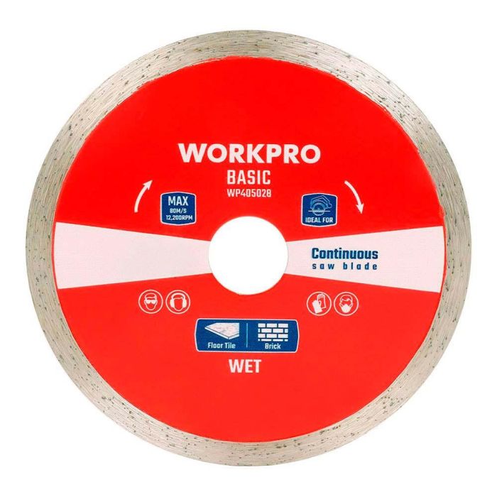 Workpro Disco de corte diamante Basic Ø 115 x 22.2 x 7 mm para piedra, hormigón, ladrillo y cerámica con diente continuo