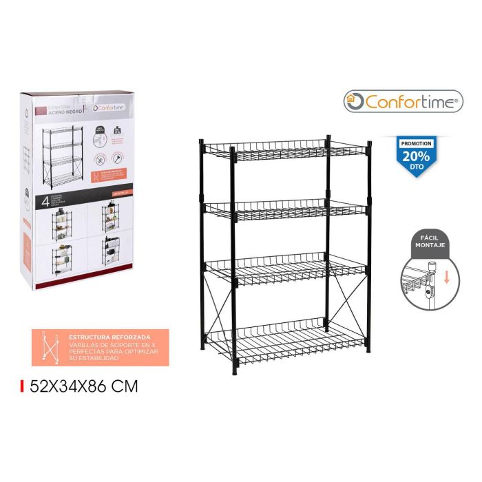 Estantería de Metal 4 Niveles 52x34x86 cm - Confortime (2 Unidades) Estantería de Metal 4 Niveles 52x34x86 cm - Confortime (2 Unidades)