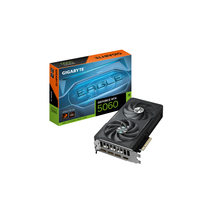 GIGABYTE GeForce RTX 5060 EAGLE OC 8G Tarjeta Gráfica - 8GB GDDR7, PCI-E 5.0, 2550 MHz, 3x DisplayPort, 1x HDMI, GV-N5060EAGLE OC-8GD, 9VN5060EO-00-G10 GIGABYTE GeForce RTX 5060 EAGLE OC 8G Tarjeta Gráfica - 8GB GDDR7, PCI-E 5.0, 2550 MHz, 3x DisplayPort, 1x HDMI, GV-N5060EAGLE OC-8GD, 9VN5060EO-00-G10