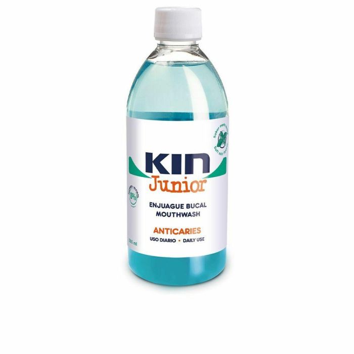 Kin Junior Enjuague Bucal Anticaries para Niños 6-12 Años, 500 ml - Sin Alcohol, Con Flúor y Xilitol Kin Junior Enjuague Bucal Anticaries para Niños 6-12 Años, 500 ml - Sin Alcohol, Con Flúor y Xilitol