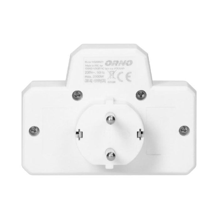 ORNO Regleta de enchufe 3 tomas con interruptor, 1 Schuko y 2 Europeas, ORAE13191(GS)