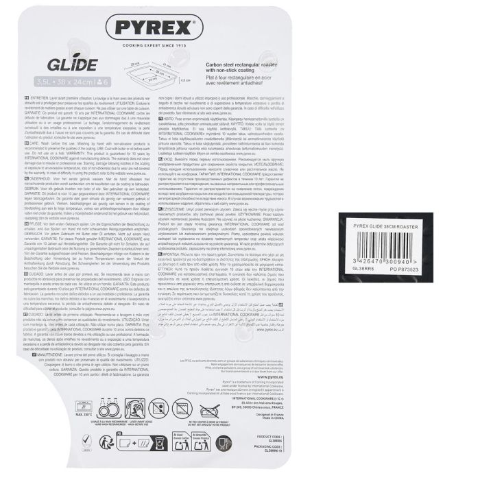 Fuente Rectangular Horno Acero Glide Pyrex® 38x24 cm 2