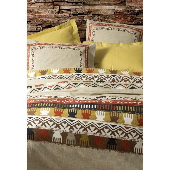 Juego de cama - 1 funda nórdica 220x240 cm + 2 fundas de almohada 60x60 cm - 100% algodón - Mostaza 3 Juego de cama - 1 funda nórdica 220x240 cm + 2 fundas de almohada 60x60 cm - 100% algodón - Mostaza 3
