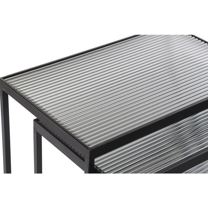 DKD Home Decor Mesita Auxiliar Loft Negra, Set de 3 Mesas Auxiliares de Diseño Industrial Moderno - Metal y Cristal - 58x36.5x53.5 cm 1 DKD Home Decor Mesita Auxiliar Loft Negra, Set de 3 Mesas Auxiliares de Diseño Industrial Moderno - Metal y Cristal - 58x36.5x53.5 cm 1