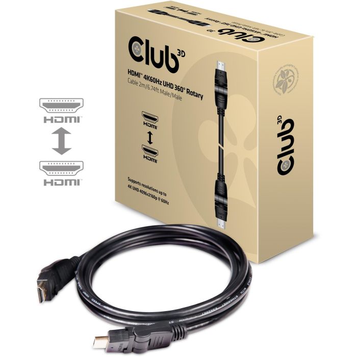 Club3D HDMI-Kabel A -> A 2.0 360° Drehbar 4K60Hz UHD 2 Meter retail 9 Club3D HDMI-Kabel A -> A 2.0 360° Drehbar 4K60Hz UHD 2 Meter retail 9