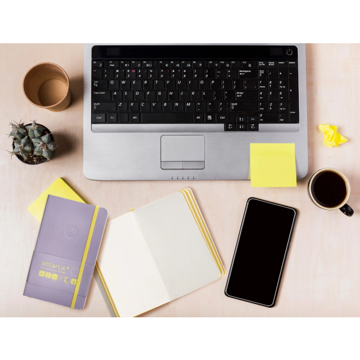 Antartik Cuaderno A6 Tapa Blanda Hojas Lisas Morado y Amarillo 100 Hojas 80gr FSC 10