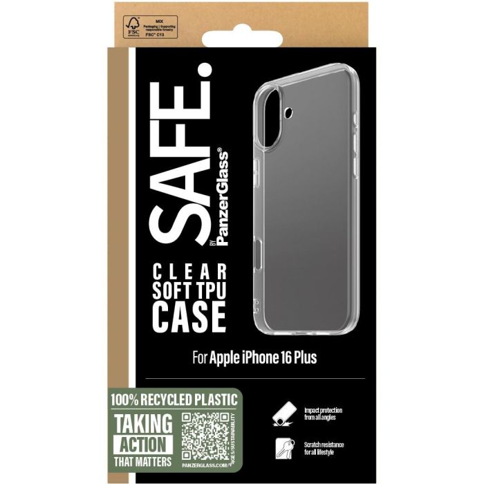 PanzerGlass Funda TPU Transparente para iPhone 16 Plus, Resistente a Rayones y Golpes, MIL-STD-810H 2