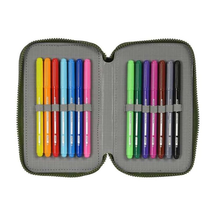 Plumier Triple Safta Dark forest Negro Verde 12.5 x 19.5 x 5.5 cm (36 Piezas) 1