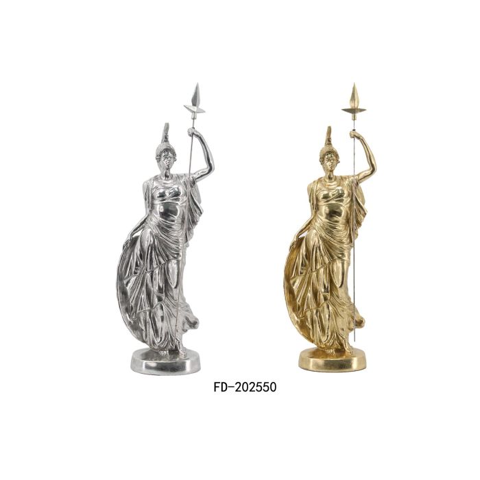 DKD Home Decor Figura Neoclasica Dios Marte de Resina Dorado Plateado, 10.5 cm Largo x 50 cm Alto x 16.5 cm Ancho, 2 Unidades