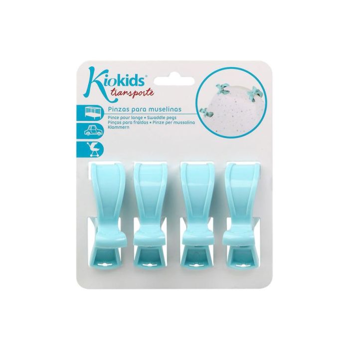KioKids Pinzas para Muselinas Azul - Pack 4 Unidades 4