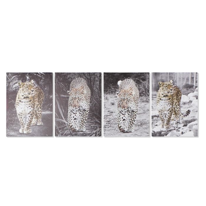 DKD Home Decor Cuadro Decorativo Colonial Leopardo Multicolor de Lienzo y MDF 70x50x1.8 cm - Set de 4 Unidades (Diseños Surtidos) 0 DKD Home Decor Cuadro Decorativo Colonial Leopardo Multicolor de Lienzo y MDF 70x50x1.8 cm - Set de 4 Unidades (Diseños Surtidos) 0
