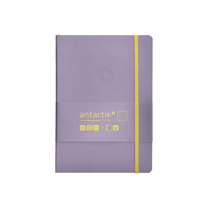 Cuaderno Con Gomilla Antartik Notes Tapa Blanda A5 Hojas Cuadricula Morado Y Amarillo 80 Hojas 80 gr Fsc 1