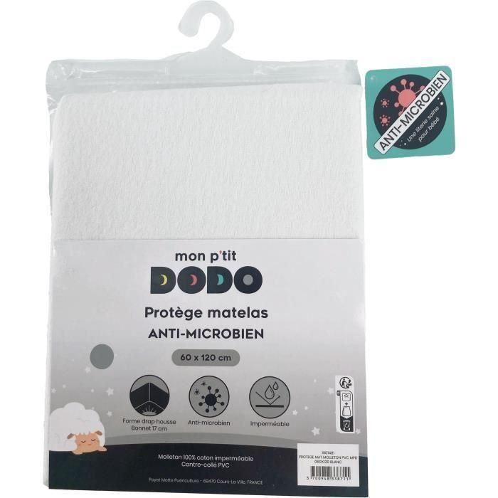 MON P'TIT DODO 1901482 Protector de Colchón Alese Antimicrobiano de Vellón PVC 70x140 cm 1