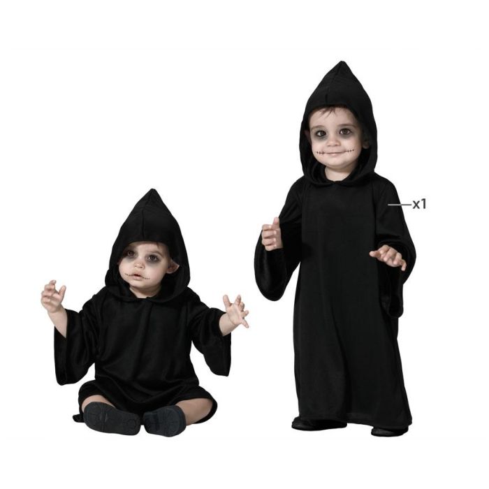 Disfraz Bebé Tenebroso para Halloween: Mono Negro con Capucha Punta, Talla 6-12 Meses. Poliéster. Perfecto para Fantasmas y Espíritus. 0 Disfraz Bebé Tenebroso para Halloween: Mono Negro con Capucha Punta, Talla 6-12 Meses. Poliéster. Perfecto para Fantasmas y Espíritus. 0