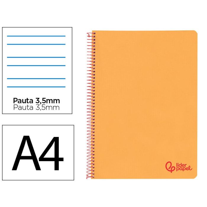 Cuaderno Espiral Liderpapel A4 Wonder Tapa Plastico 80H 90 gr Pauta Ancha 3,5 mm Con Margen Color Naranja Cuaderno Espiral Liderpapel A4 Wonder Tapa Plastico 80H 90 gr Pauta Ancha 3,5 mm Con Margen Color Naranja