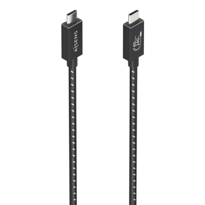 AISENS - CABLE USB4 GEN3x2 ALUMINIO 40GBPS 8K@60HZ 5A 48V 240W E-MARK, TIPO USB-C/M-USB-C/M, NEGRO, 1.0M