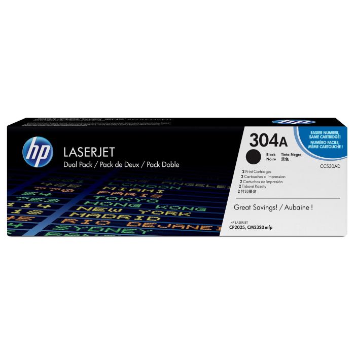HP Tóner CC530AD Negro Pack Doble Original LaserJet 304A, 7000 Páginas 0 HP Tóner CC530AD Negro Pack Doble Original LaserJet 304A, 7000 Páginas 0
