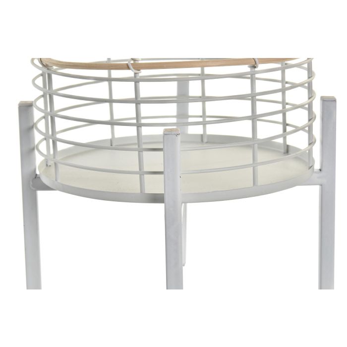 DKD Home Decor Macetero Urban de Metal y Ratán Blanco Natural de 25x25x32 cm, Set de 2 piezas 2 DKD Home Decor Macetero Urban de Metal y Ratán Blanco Natural de 25x25x32 cm, Set de 2 piezas 2