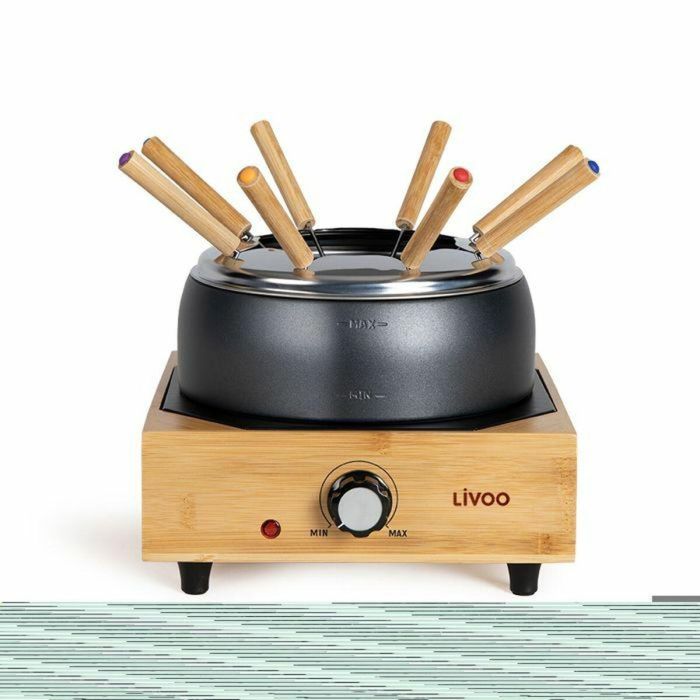 Livoo DOC287 Set de fondue eléctrica 800W 2L para 8 personas con termostato regulable y olla antiadherente sin PFAS