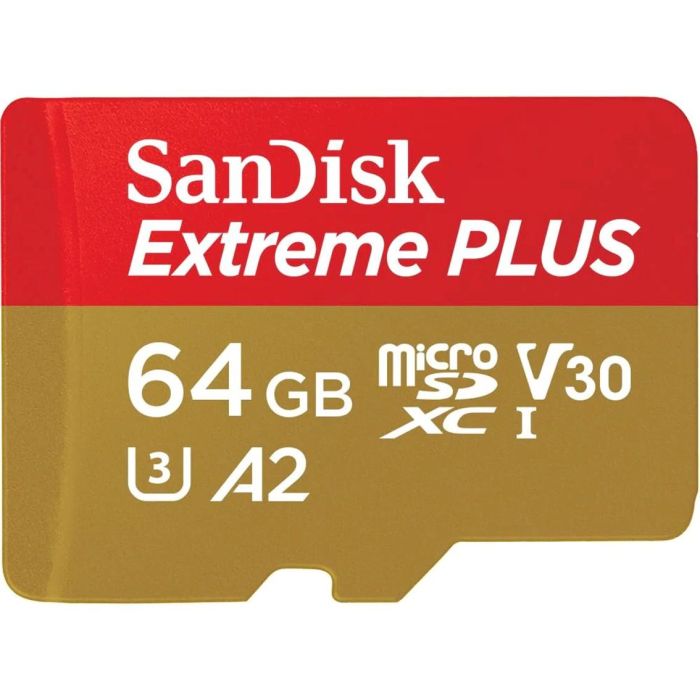Sandisk SDSQXBU-064G-GN6MA Tarjeta Memoria MicroSDXC Extreme PLUS 64GB Clase 10 UHS-I U3 V30 A2 con Adaptador SD 2 Sandisk SDSQXBU-064G-GN6MA Tarjeta Memoria MicroSDXC Extreme PLUS 64GB Clase 10 UHS-I U3 V30 A2 con Adaptador SD 2